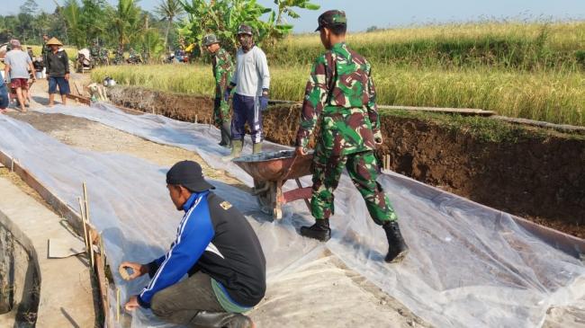 Hilir Mudik Angkong Pembawa Material Program TMMD